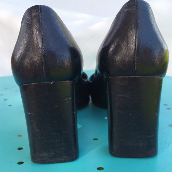 Prada Sz 37.5 Vintage Black Leather Cuban Heels - Picture 5 of 8